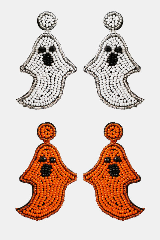Ghost Shape Beaded Dangle Earrings B814