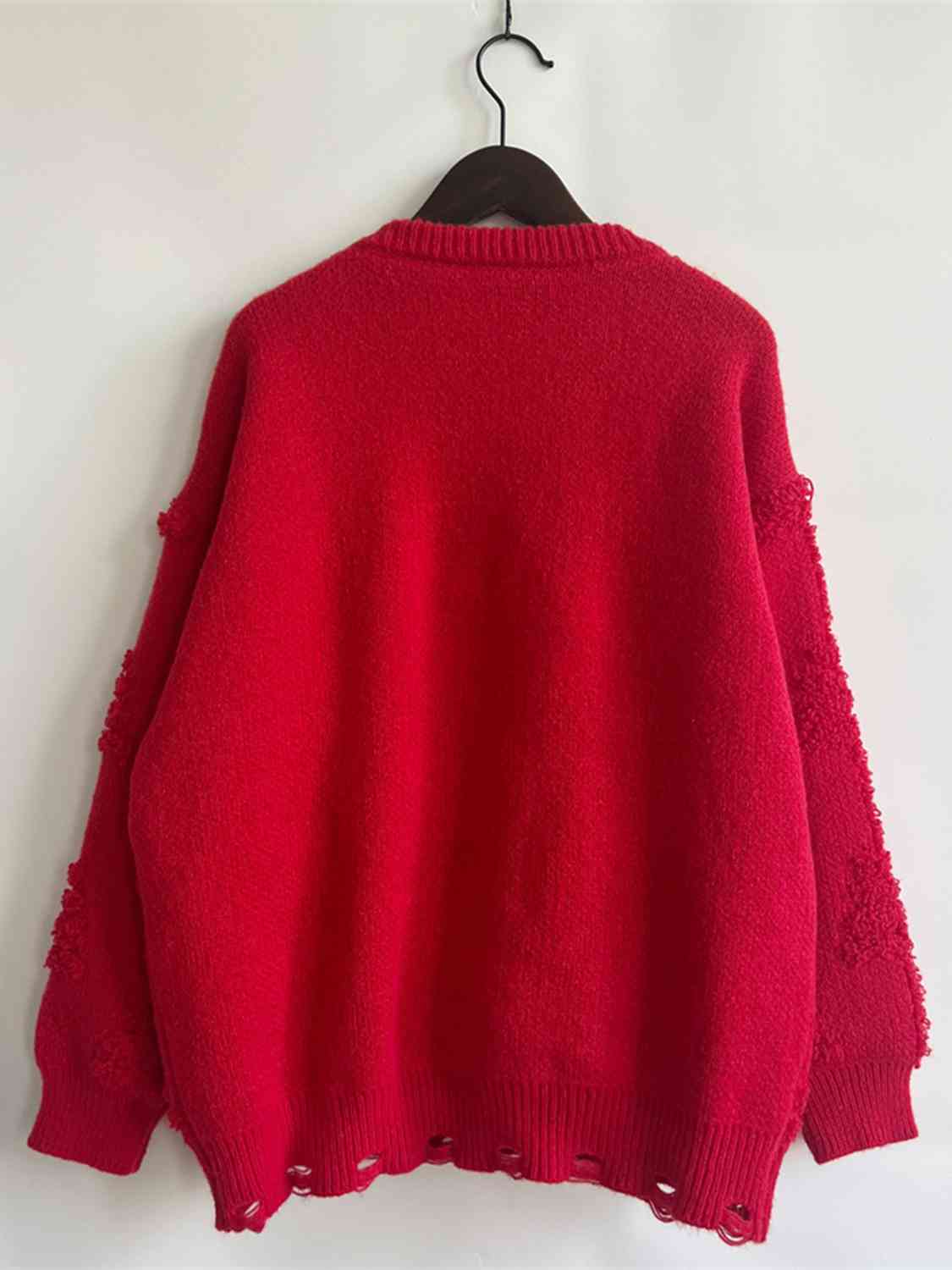 Pearl Detail Round Neck Long Sleeve Sweater 1107B