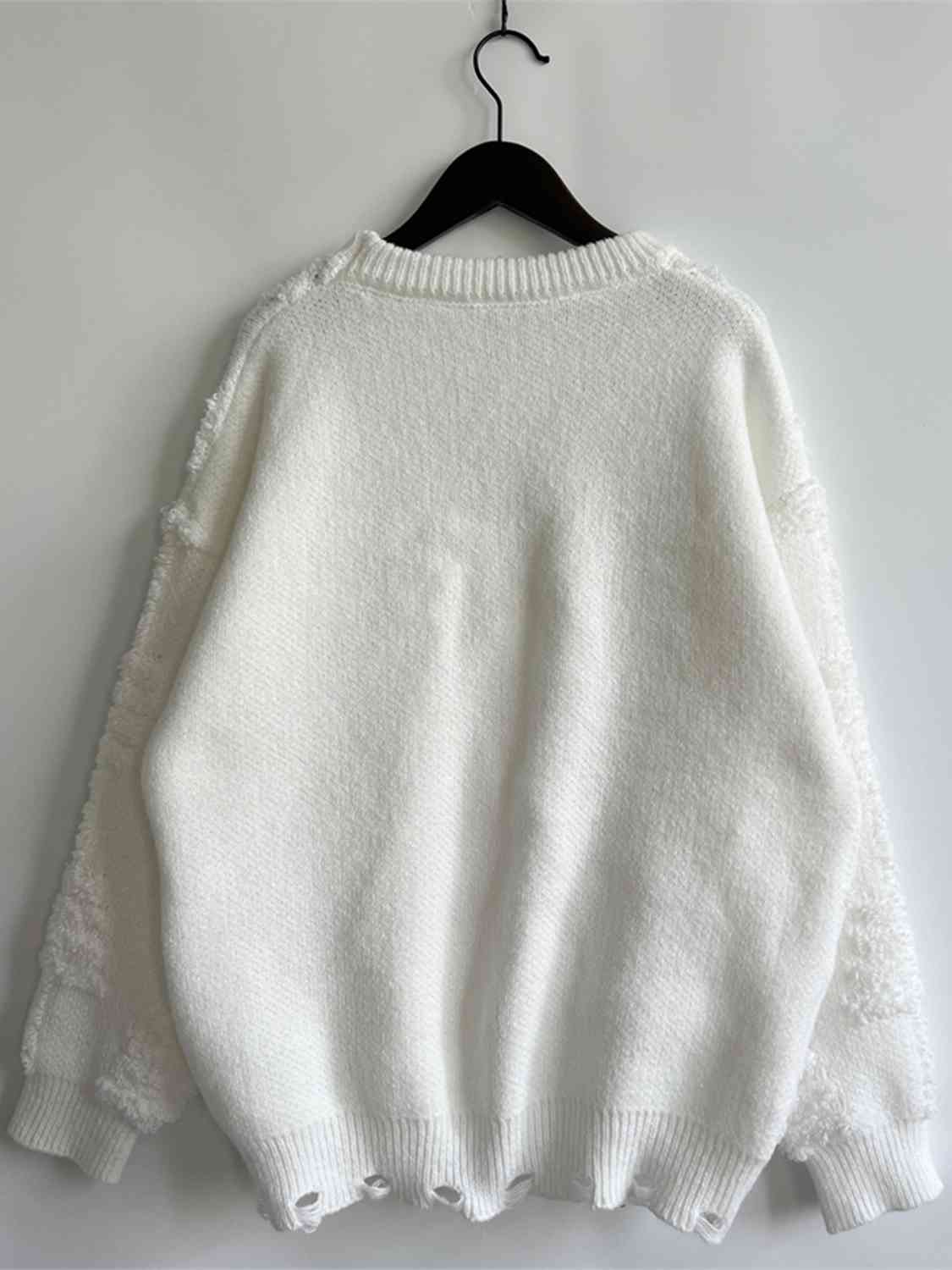 Pearl Detail Round Neck Long Sleeve Sweater 1107B