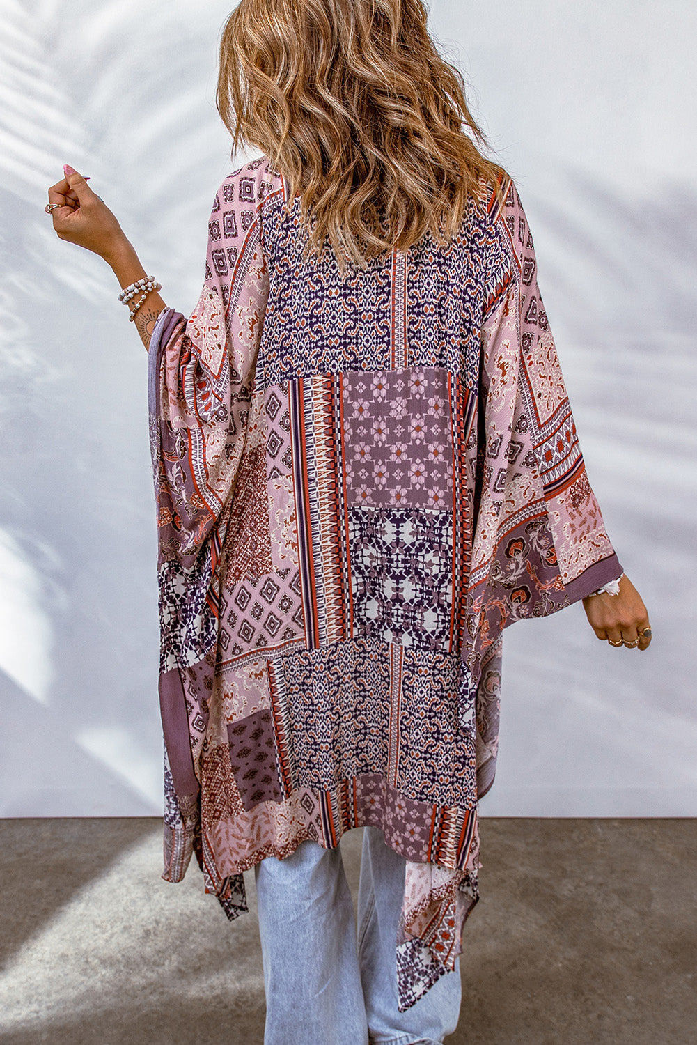 Patchwork Open Front Duster Cardigan