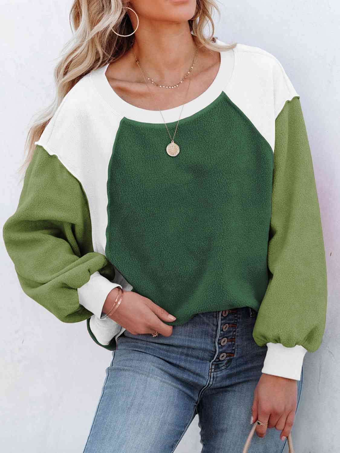 Color Block Exposed Seam Sweatshirt B1107C