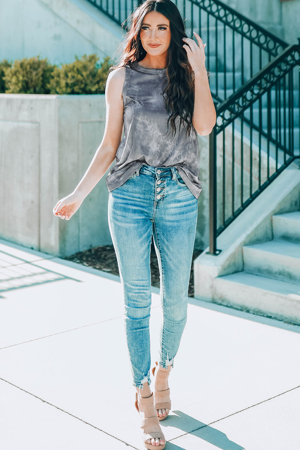 Tie-Dye Round Neck Tank