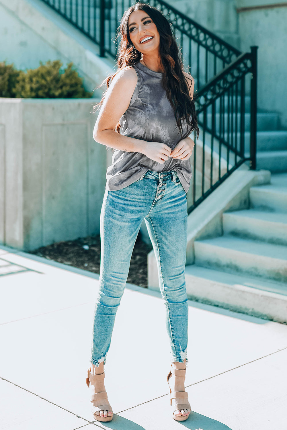 Tie-Dye Round Neck Tank