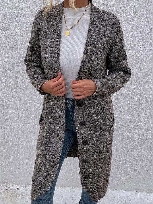 Button Down Longline Cardigan with Pockets