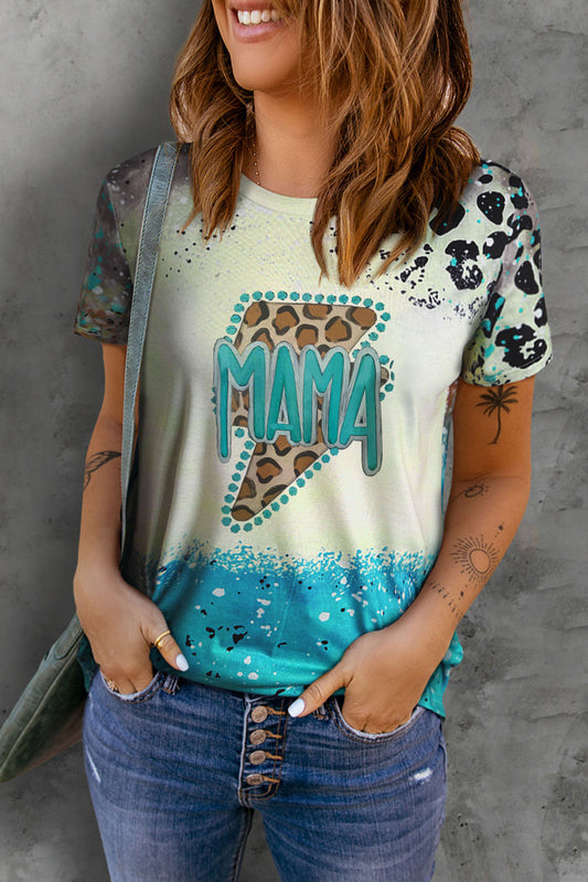 MAMA Lightning Graphic Leopard Round Neck Tee B105