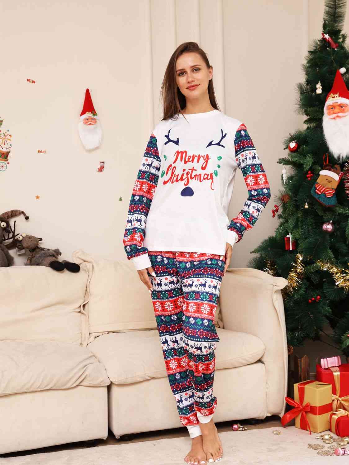 Full Size MERRY CHRISTMAS Top and Pants Set