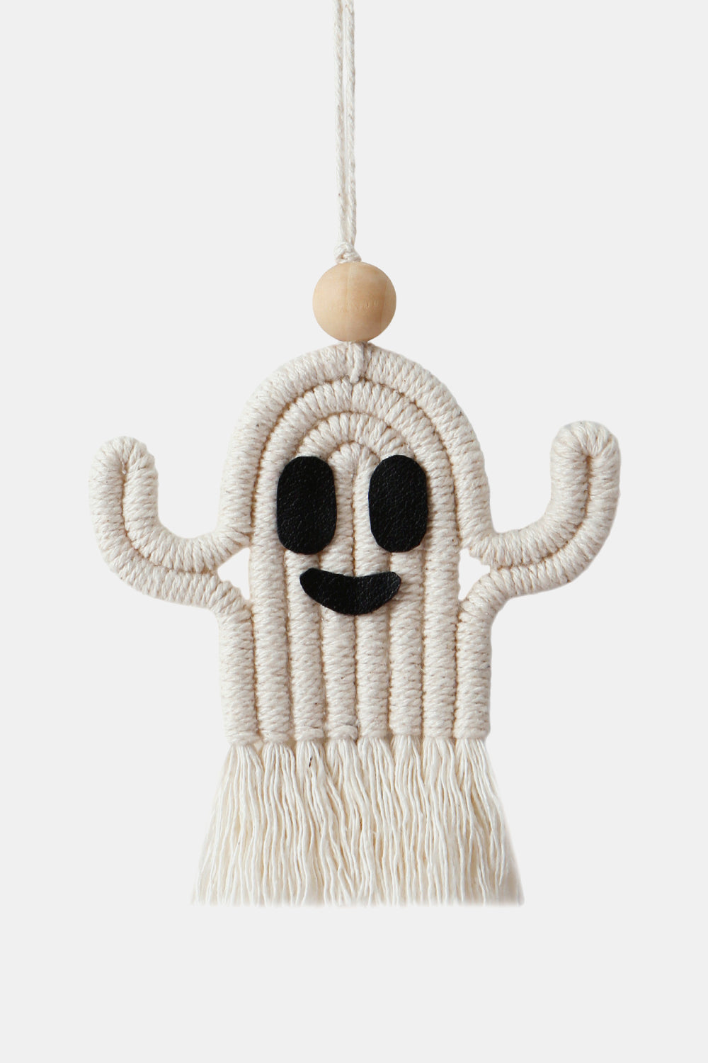 Wood Bead Fringe Ghost Shape Macrame Key Chain