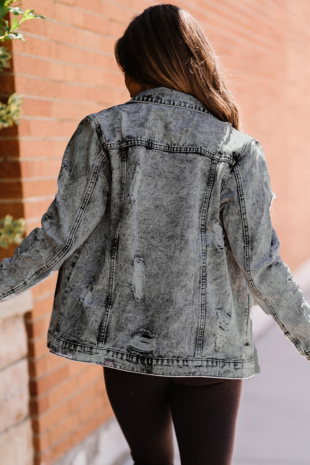 Acid Wash Distressed Denim Jacket