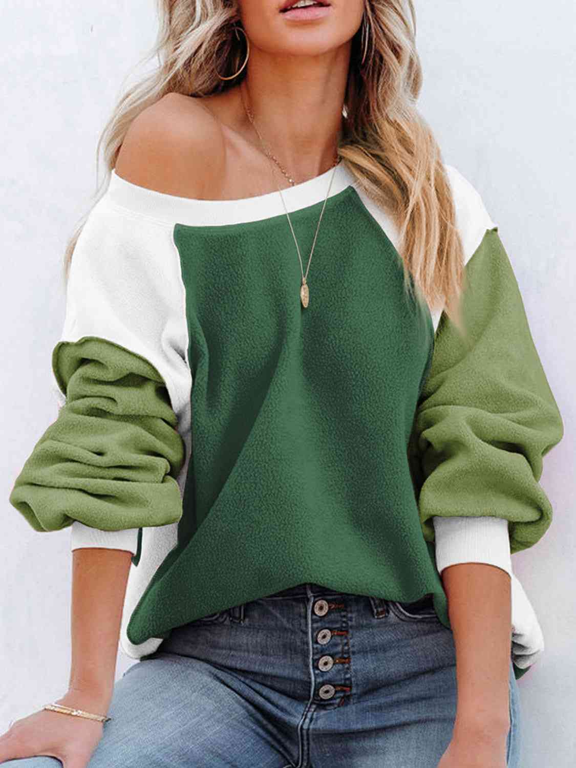 Color Block Exposed Seam Sweatshirt B1107C