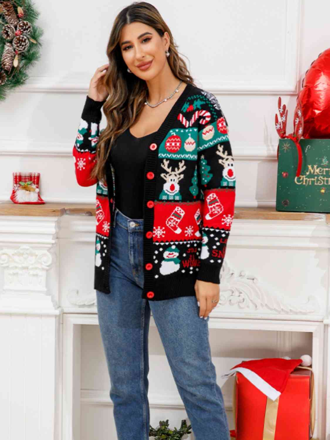 Christmas Button Down Cardigan